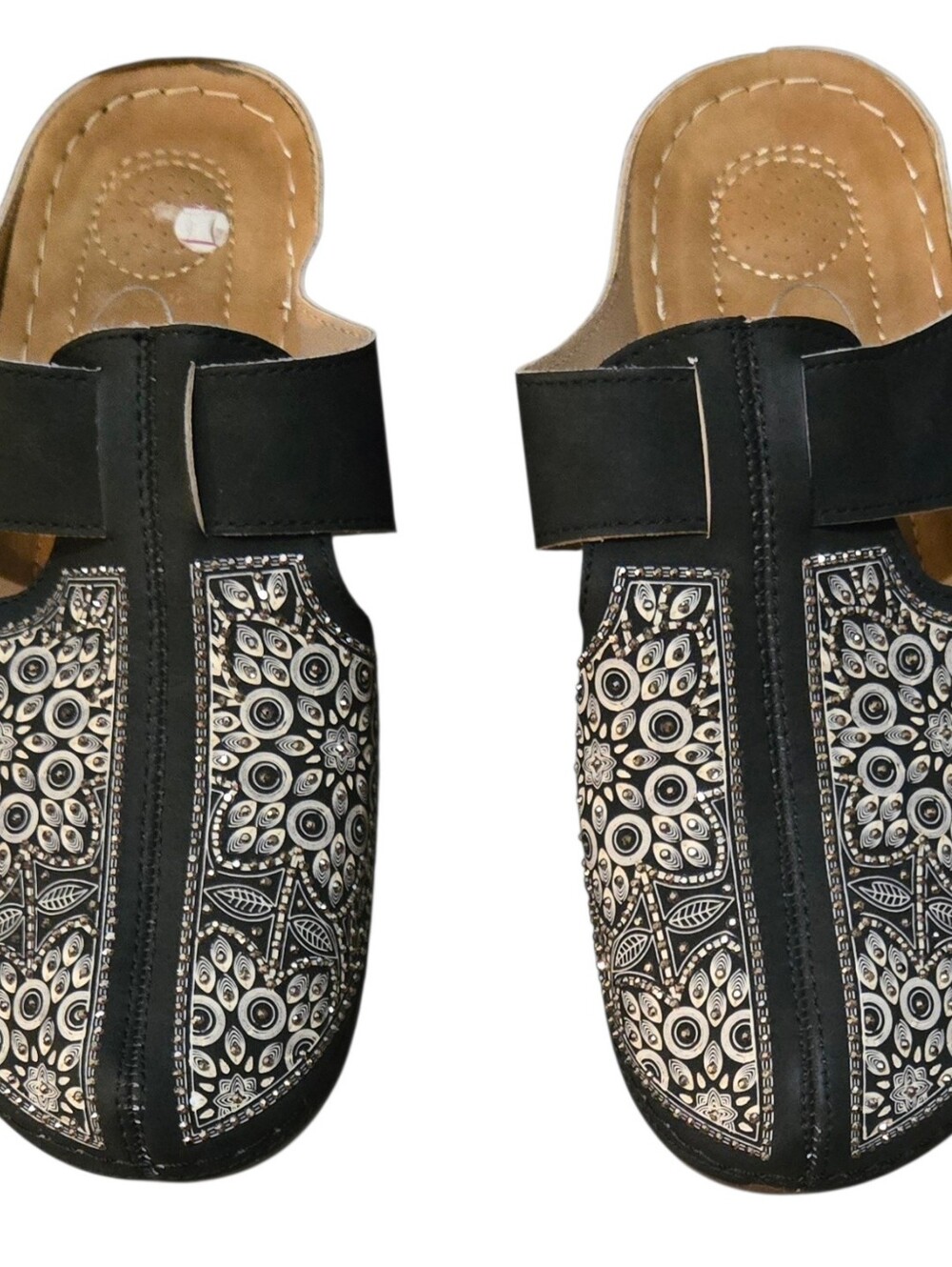 Bolaro by Summer Rio Black Floral Comfort Clogs Slip-On Mules Women's